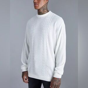 New OVERSIZED‎ CREW NECK CABLE SWEATER